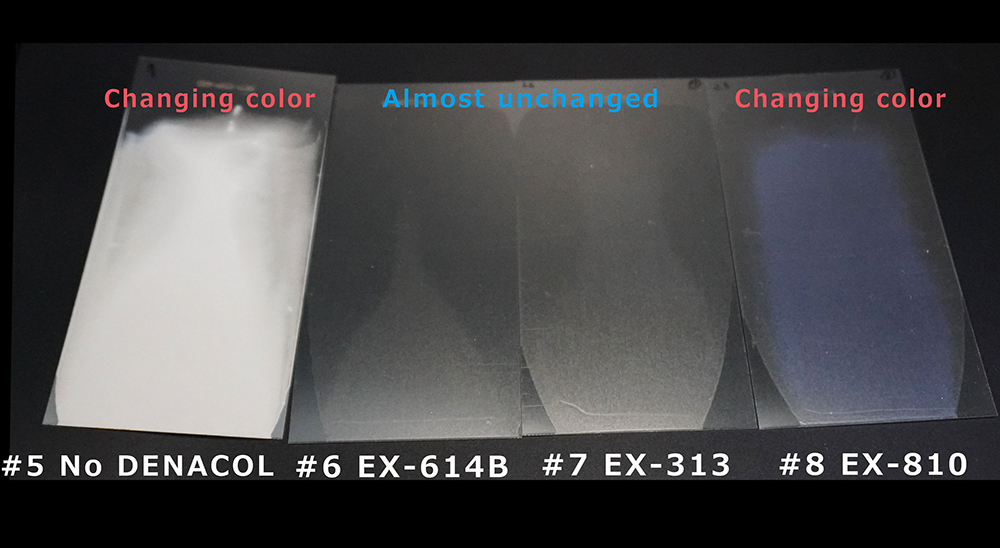 Photo after water resistance test（Solvent-based）